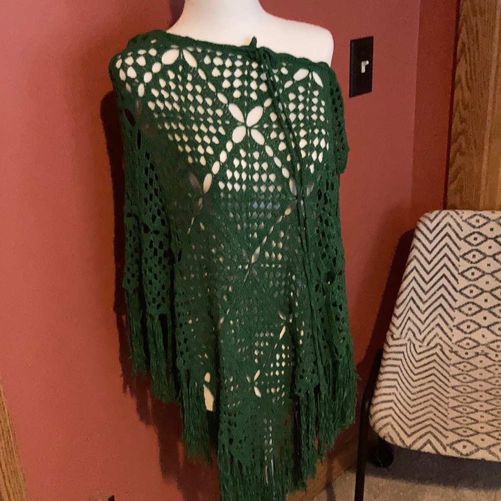 Emerald green boho poncho